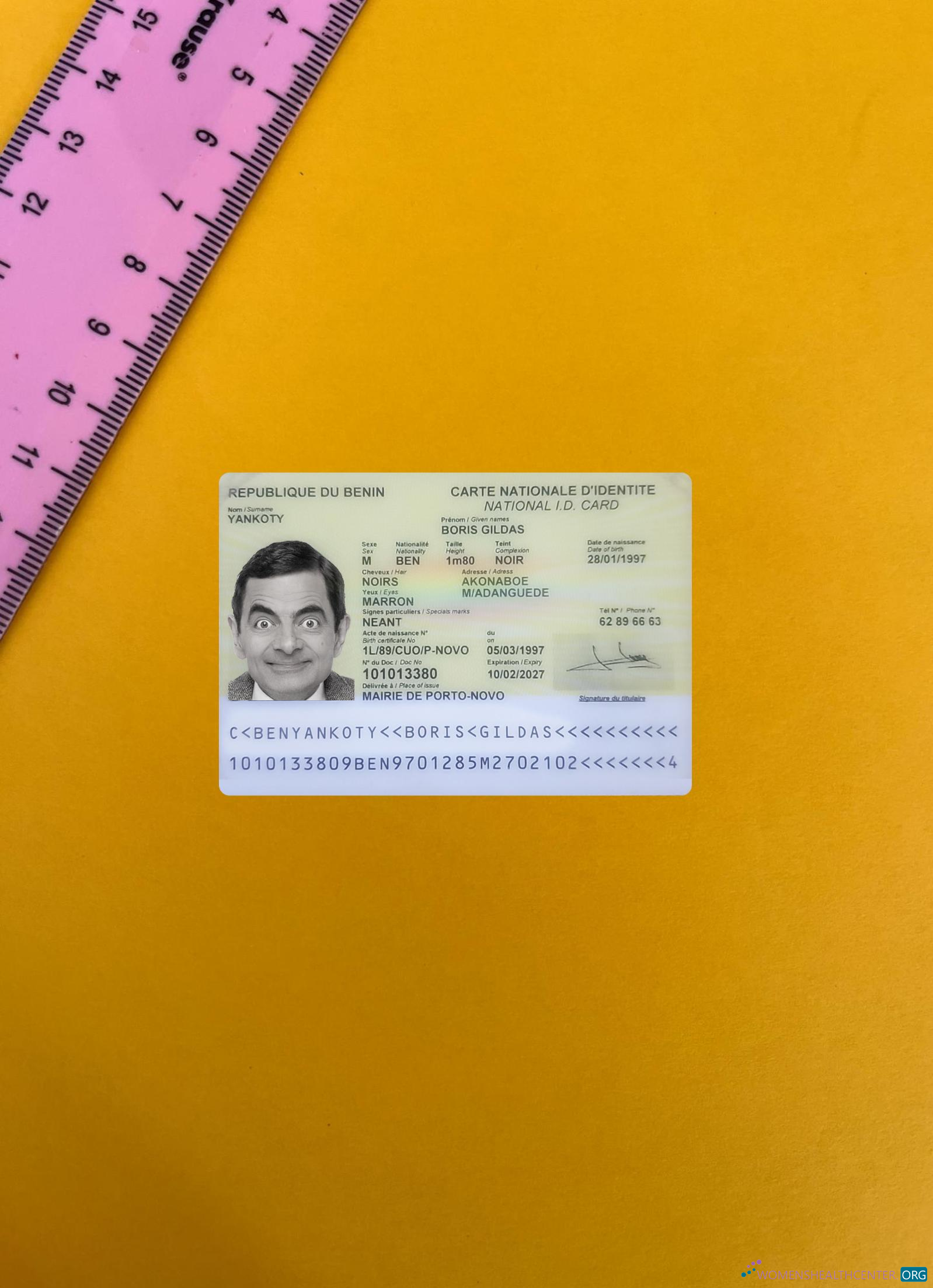 Download Benin ID card photolook front Photoshop template